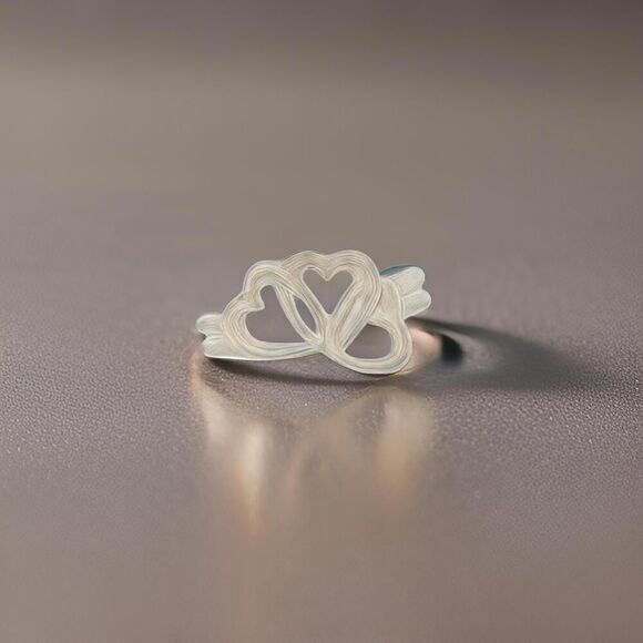 Tiffany & Co Estate Triple Heart Ring Size 6 Sterling Silver 2.2 Grams TIF809 - Picture 8 of 13